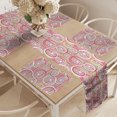 thumbnail image 2 of Ambesonne Floral Table Runner & Placemats, Modern Retro Mix Sketch, Placemat 4 pcs + Runner 12"x90", Tan Purple Hot Pink, 2 of 2