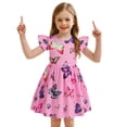 thumbnail image 1 of GDREDA Robe à Manches Volantées de Lapin de Pâques pour Filles Tout-Petits Bébé Tenue Décontractée de Fête et de Jeu Violet, 5-6 Ans, 1 of 4