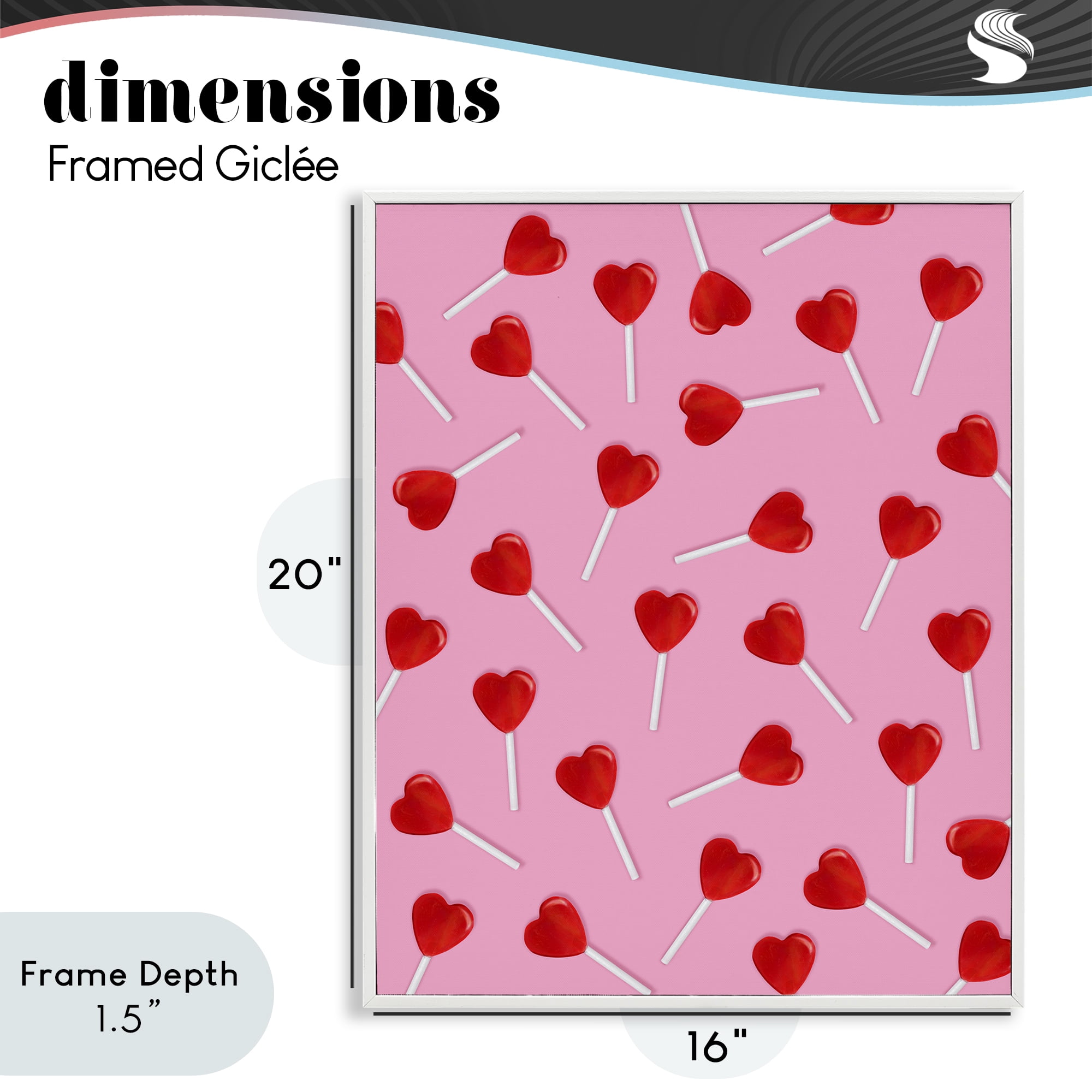 Stupell Industries Heart Lollipop Pattern White Framed Giclee Art, design by LISH Creative