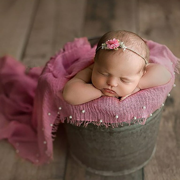 Kaesi Newborn Baby Infant Faux Pearl Decor Wrap Blanket Photography Prop Snapshot Tool, Infant Girl's, Gray