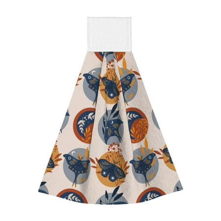 

Lafuoo Vintage Botanical Butterfly Art Pattern Coral Fleece Absorbent Towel Can Hang Velcro Towel Suitable for Bathroom Kitchen Household Items
