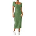 thumbnail image 2 of Blmnix Wrap Dress Dress Women Sexy Dresses Bodycon Dresses Short Sleeve Square Neckline Cocktail-Length Summer Dresses for Women 2026,XL, 2 of 9