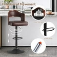 thumbnail image 3 of Hawsaiy Wooden Bar Stools Set of 2, Adjustable Height 24.5-33.5IN, Wooden Bar Chairs with PU Leather Upholstery, Back & Footrest for Kitchen, Dining, and Home Bar, 3 of 9