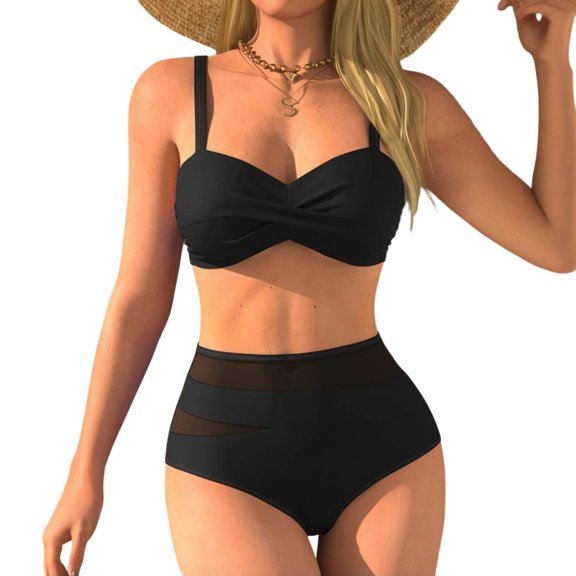 Women's Backless Sexy Bikini Two-piece Swimsuit Black L