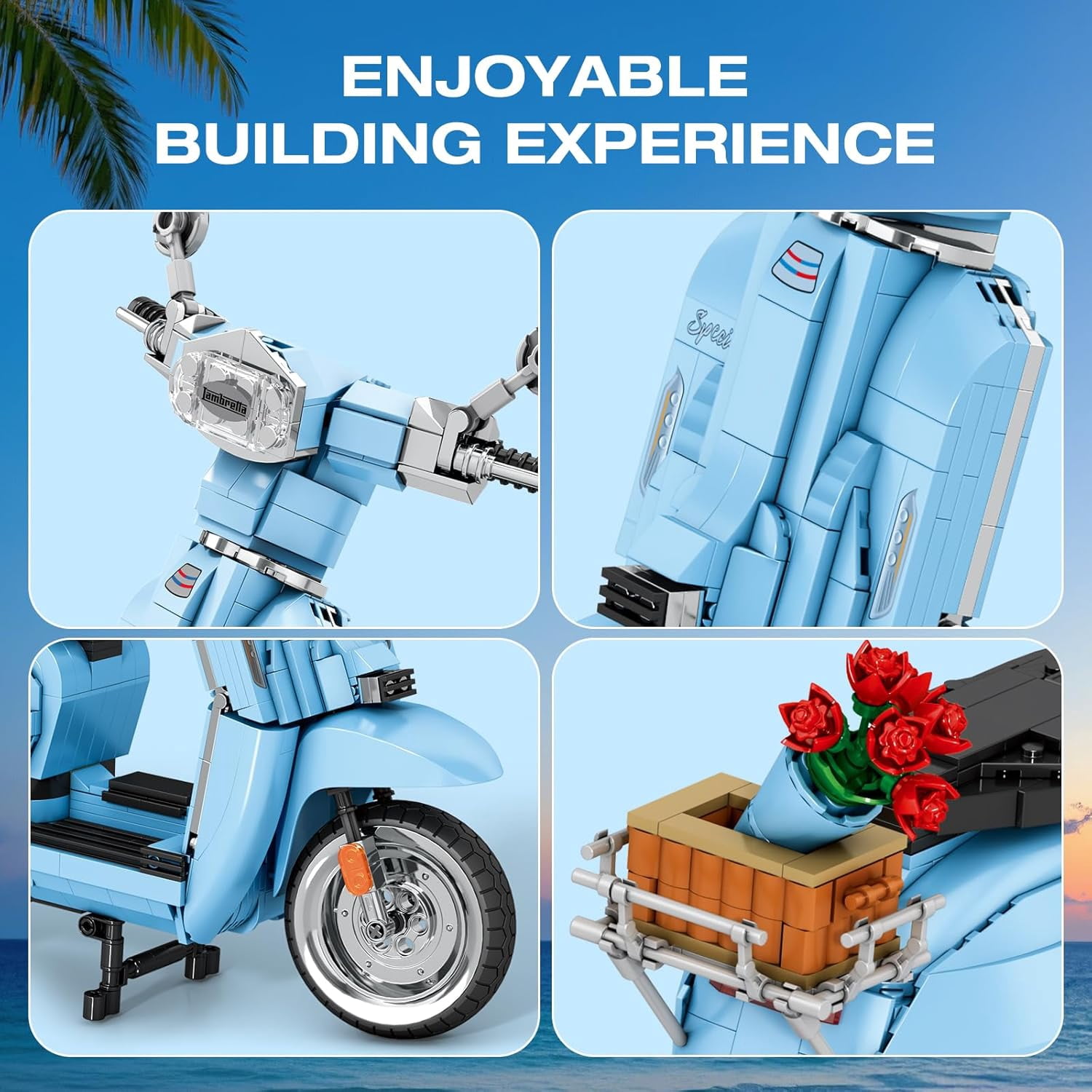 V200 Motorcycle Building Toy for Adults, Motorbike Building Set for Adults, Collectible Cool Sidecar Motorcycle Model Kit with Stand, Room Decor (1,169 PCS)