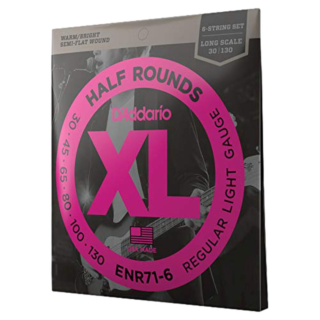 D'Addario ENR71-6 Half Round Bass Guitar Strings, Regular Light, 30-130, Long Scale