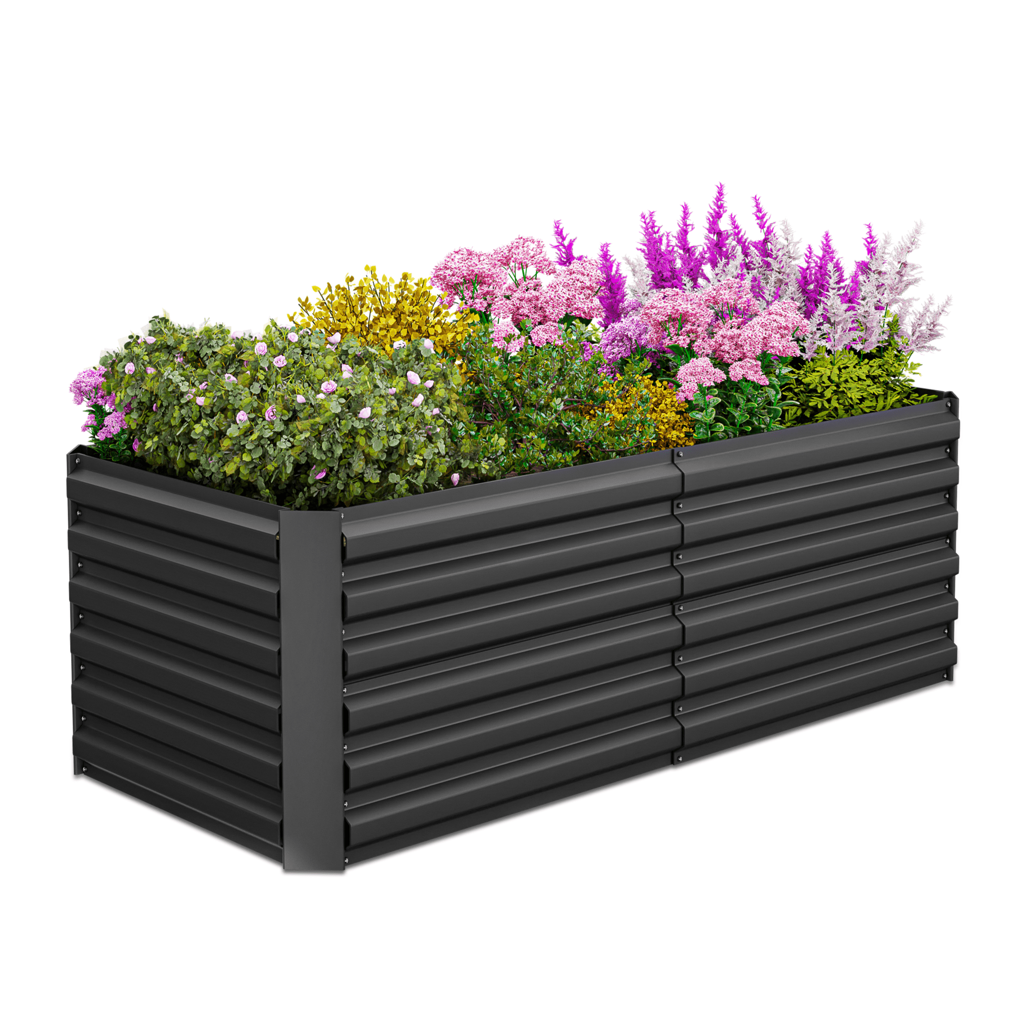 2PCS Outdoor Metal Raised Garden Bed,6x3x2ft Planter Box for Vegetables,Flowers,Herbs w/269 Gallon Capacity,Black