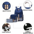 thumbnail image 3 of Juego de 3 mochilas para mujeres y adolescentes, mochila de gran capacidad con puerto de carga USB, bonita mochila de lona ligera, mochila de rayas, mochila de viaje para computadora, 3 of 6