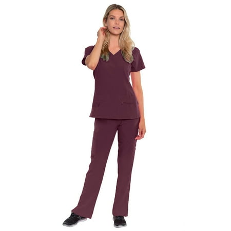 

Med Couture Activate Women s V-Neck Racerback Scrub Top & Yoga 2 Cargo Pocket Scrub Pant Set [XS - 3XL]