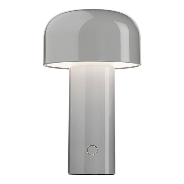 Bewildely Lámpara de seta nórdica recargable para dormitorio mesita de noche comedor blanco Iluminación y accesorios Gris