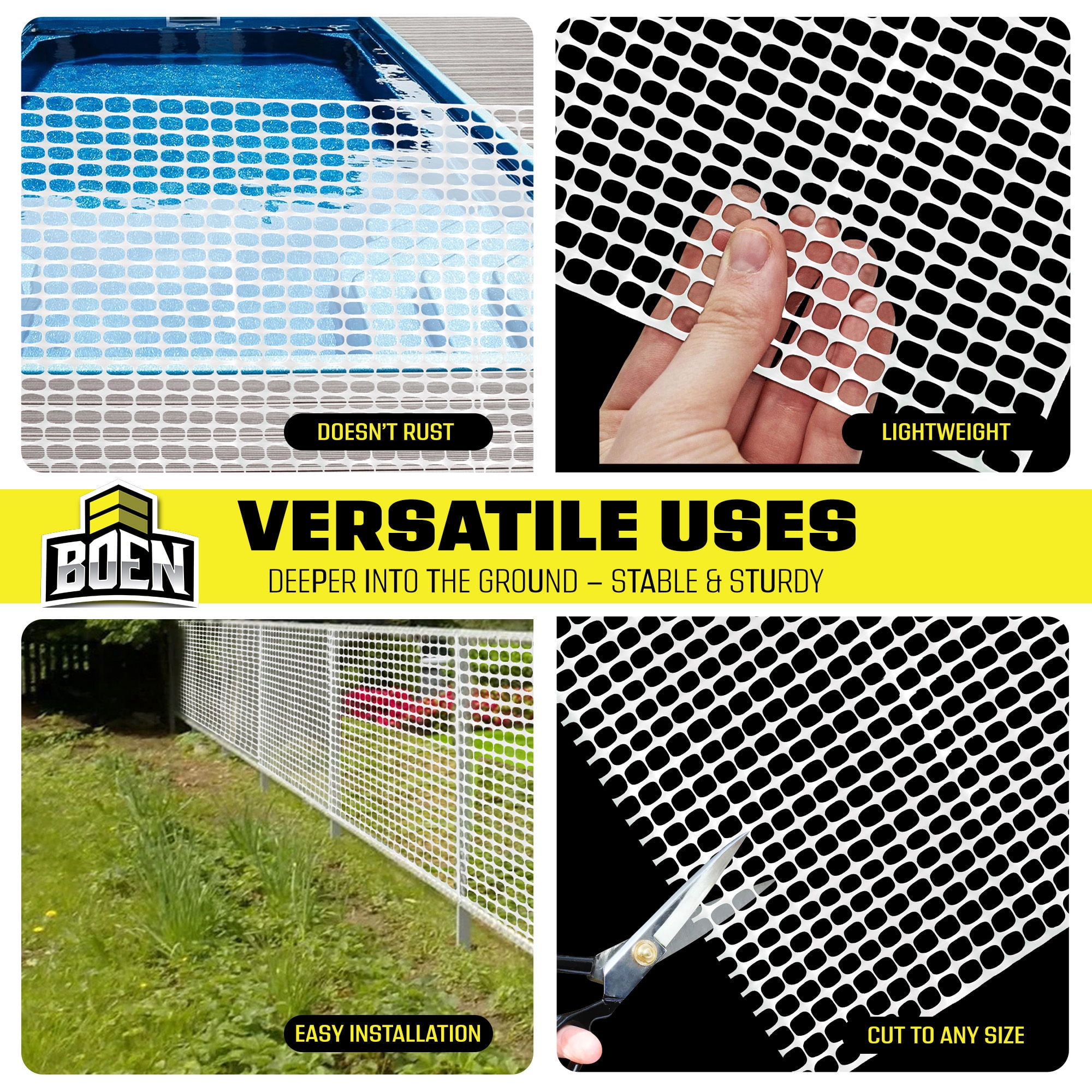 BOEN 4' x 100' Heavy-Duty White Plastic Mesh Snow Fence for Garden, Deer and Pets