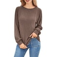 thumbnail image 7 of Ultra Soft Textured Sweatshirt for Womens Relaxed Fit Athletic Stretch Pullover Sweater Blouses Velvet Knit Sweater Shirts Baggy Boho Spring Tops, 7 of 7