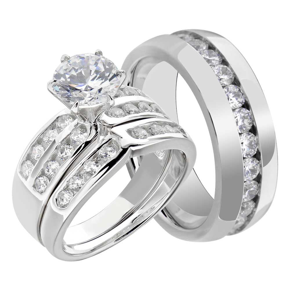 Chic Women White Sapphire 925 Silver Rings Set Wedding Engagement Jewelry Sz5-11 