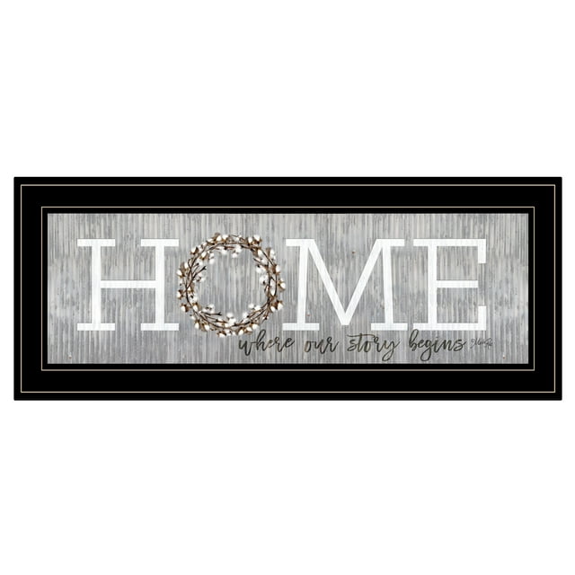 Trendy Decor 4U MAZ5016-704G "Home - Where Our Story Begins" by Marla Rae, Ready to Hang Framed Print, Black Frame