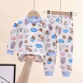 thumbnail image 2 of KPOPLK Two-Piece Pajama Set for Baby Infant Boys & Girls Soft Viscose Toddler Pajamas for Kids Family Matching PJs Size 3-4 Years,Blue, 2 of 4