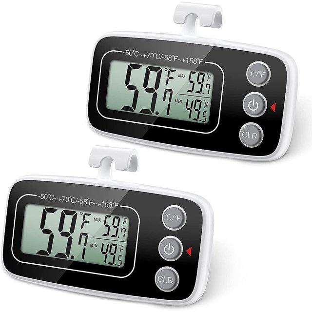 Termómetro digital BRILLAR para refrigerador y congelador paquete de 2 pantalla LCD grande