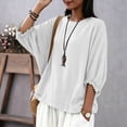 thumbnail image 2 of Kezqiaxn Plus Size Shirts for Women Fashion Ruffle Half Sleeve Crew Neck Dressy Summer Tops Business Work Blouses, 2 of 7
