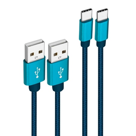 [2 Pack] USB C Cable 3A Fast Charger 2FT, Lonian USB A to Type C Charging Cord Compatible with Samsung Galaxy A10e A20 A50 A51 A71, S20 S10 S9 S8 Plus S10E, Note 20 10 9 8, LG, Moto and More, Blue
