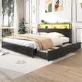 thumbnail image 7 of King Bed Frame with LED Lights Headboard and 4 Drawers, Platform Metal Bed Frame with Power Charging Station and USB Ports, No Box Spring Needed, Noise-Free, 7 of 7