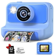 2.4" Instant Print Camera for Kids, 1080P HD Kids Digital Camera for Girls Age 6-12 Birthday Gifts - Blue