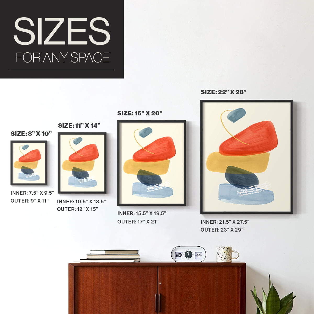 Bright Color Bundle II Framed Print in Black Solid Wood Framed Print No Nail Hanging