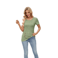thumbnail image 2 of Blusas Lisas de Cuello Redondo y Corta para Mujer 2025, Nuevas Blusas Sueltas de Verano, Lindas, , L, 2 of 10