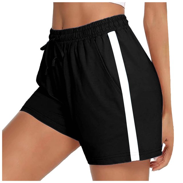 Kaemgyyd Athletic Shorts for Women Cute Colorblock High Waisted Running Workout Gym Drawstring Sweat Shorts with Pockets