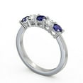 thumbnail image 2 of 0.66 Ct Round Shape Natural Diamond Blue Sapphire Sparkle Half Eternity Band for Wedding 14K White Gold Size 8.5, 2 of 7