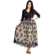 luvamia Women Plus Sequin Dress 3/4 Sleeve Evening Gown Maxi, Size 14-26W