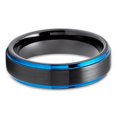 thumbnail image 2 of Blue Tungsten Ring,Black Tungsten Ring,Engagement Ring,Blue Wedding Ring,6mm Tungsten Ring,Comfort Fit, 2 of 4