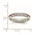 thumbnail image 2 of Stainless Steel Polished 4mm October Pink Cubic Zirconia Ring Size 6 Ring for Women, 2 of 2