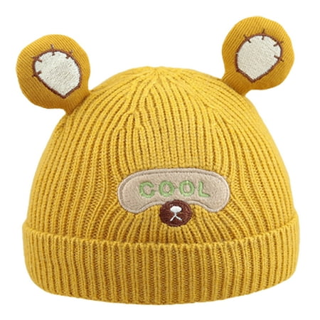 

Kripyery Skin-friendly Warm Keeping Baby Hat Woolen Yarn Lovely Bear Ear Decor Baby Beanie for Daily Wear