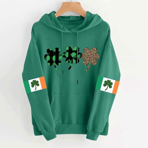 Craaazy Women's Fashion Shamrock Print St. Patrick's Day Hoodies Gifts