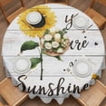thumbnail image 2 of You Are My Sunshine Round Tablecloth 60 inches Country Watercolor Sunflower Floral Bees Wood Grain Waterproof Oil-Proof Table Cloth Round Table Cover for Holiday Party Picnic Dinner Decor, 2 of 9