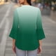 thumbnail image 4 of Tops casuales para mujer,Blusa informal lisa con cuello en V y mangas 3/4 acampanadas para mujer, poliéster, ligera y cómoda, sopatenor, 4 of 8
