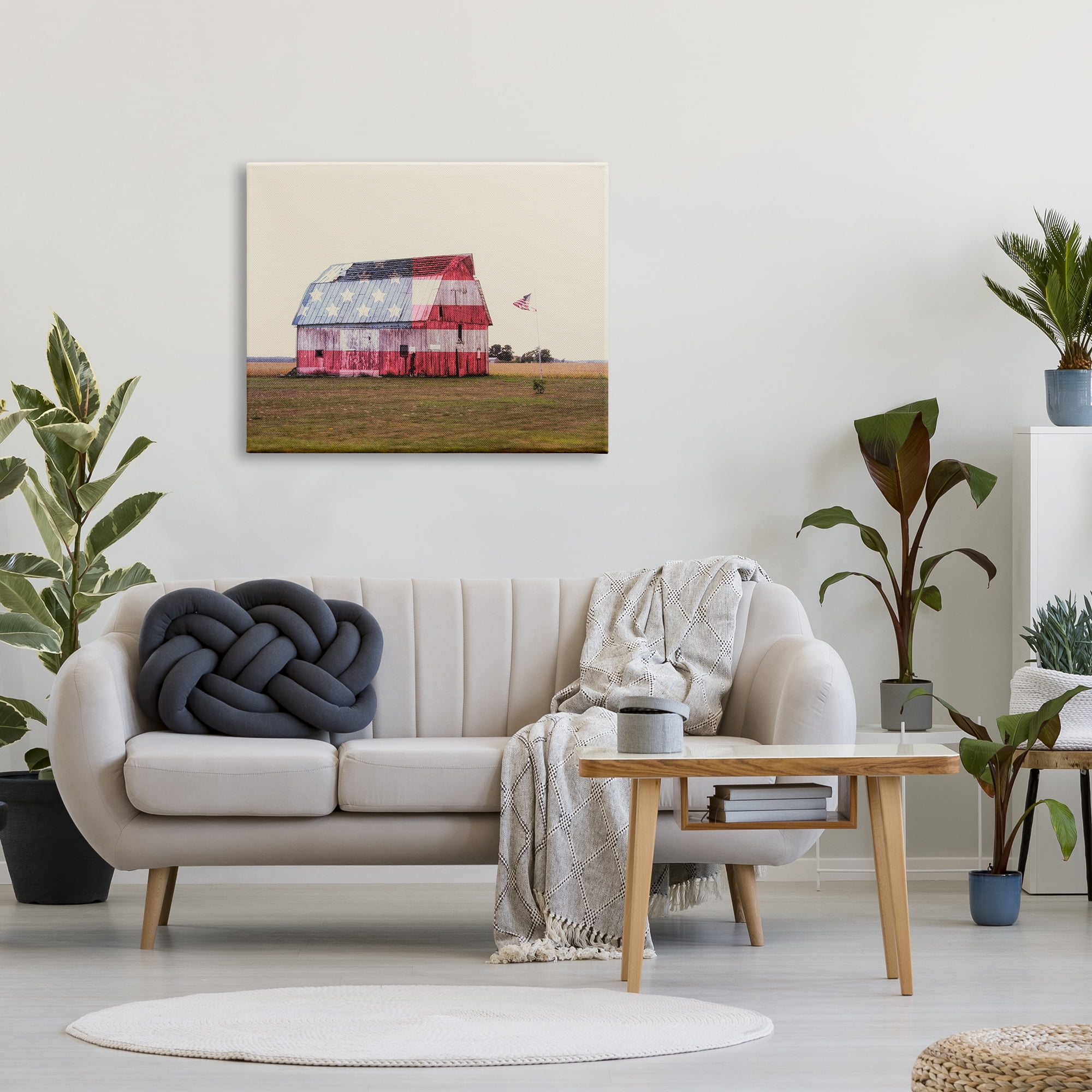 Stupell Industries Americana Farmhouse Barn Landscape Painting Gallery Wrapped Canvas Art Print Wall Art, 40 x 30