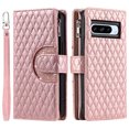 thumbnail image 2 of Dteck Zipper Wallet Crossbody Strap Case for Google Pixel 7 Pro,Magnetic Leather Card Slots Cash Pocket Case Shockproof Kickstand Cover with Shoulder & Wrist Strap,Rosegold, 2 of 7