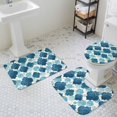 thumbnail image 2 of Blue Moroccan Bathroom Rugs Set Abstract Gradient Gold Blue Geometric Non Slip Absorbent Soft Bath Mats 3 Piece Set with Bathroom Rug, U-Shaped Floor Mat, Toilet Seat Cover Large Size, 2 of 9