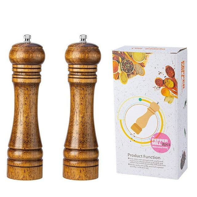 Coofit Pepper Grinder Wooden Adjustable Large Capacity Manual Spice Grinder Pepper Mill