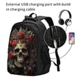 thumbnail image 2 of Yiaed Classical Rose Crown Skull Print Laptop Backpack,Business Travel Durable Laptops Backpack with USB Charging Port,Water Resistant College Computer Bag, 2 of 5