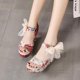 thumbnail image 5 of Zapatos de cuña con boca de pez para mujer Sandalias de lujo con cordones y tacones altos con tacón de cuña Wmkox8yii hfjk4834, 5 of 9