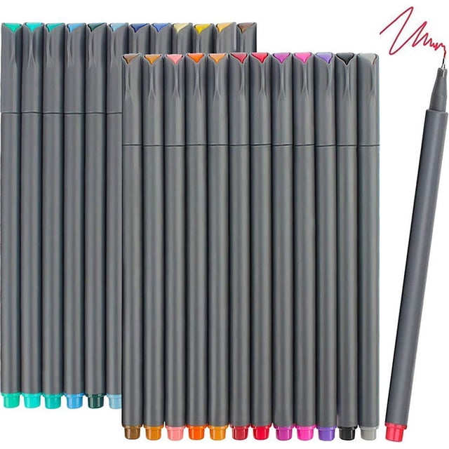 DAMAIE Fineliner Pens, 24 Bright Colors Fine Point Pens Colored Pens for Journaling Note Taking Writing Drawing Coloring Planner Calendar, Office School Teacher Classroom Fine Tip Marker Pens Supplies