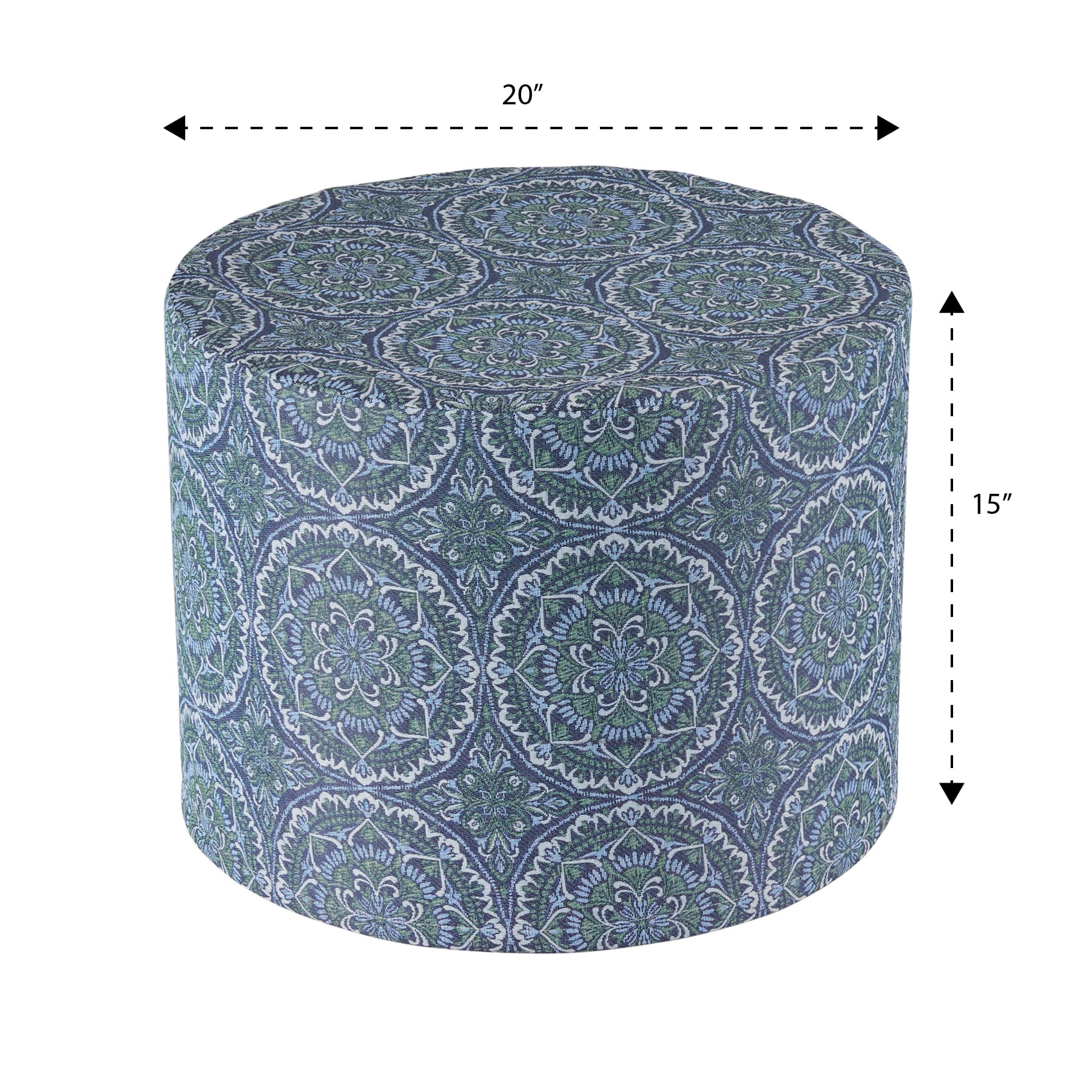 Better Homes & Gardens 20" Round Outdoor Pouf Ottoman, 1-Piece, Medallion