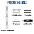 thumbnail image 3 of Bandini 20mm Stainless Steel Fitted Curved End Metal Watch Band for Men, Tapered Watch Strap Bracelet, Push Button Deployment Clasp, Jubilee Style - Silver 20 mm Watch Band, 3 of 7
