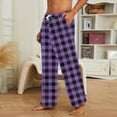 thumbnail image 5 of DENGDENG Fluffy Christmas Pajama Pants Men Flannel Fuzzy Cute Plaid Pajamas Bottoms Baggy Fleece Sleepwear Lounge Pants Plush Drawstring Straight Leg Cotton Cozy Pjs Pants with Pockets Purple 3XL, 5 of 5
