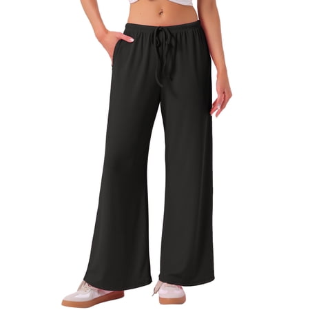 INSPIRE CHIC Women s Mother s Day Pajamas Pants Wide Leg Casual Ribbed Knit Loose Fit Sleep Soft Comfort Outfits Lounge Bottoms 2XL Black