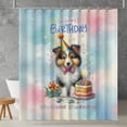 thumbnail image 2 of Happy Birthday Cute Puppy Shetland Sheepdog with Cake Gifts Party Hat Shower Curtain Sheltie Dog Lover Gifts Waterproof Bathroom Bathtub Curtain - 00029, 2 of 5