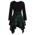thumbnail image 1 of EIMELI Mode Femmes Robe Asymétrique à Manches Longues Col Rond Lacé Tartan Imprimé à Carreaux, 1 of 6