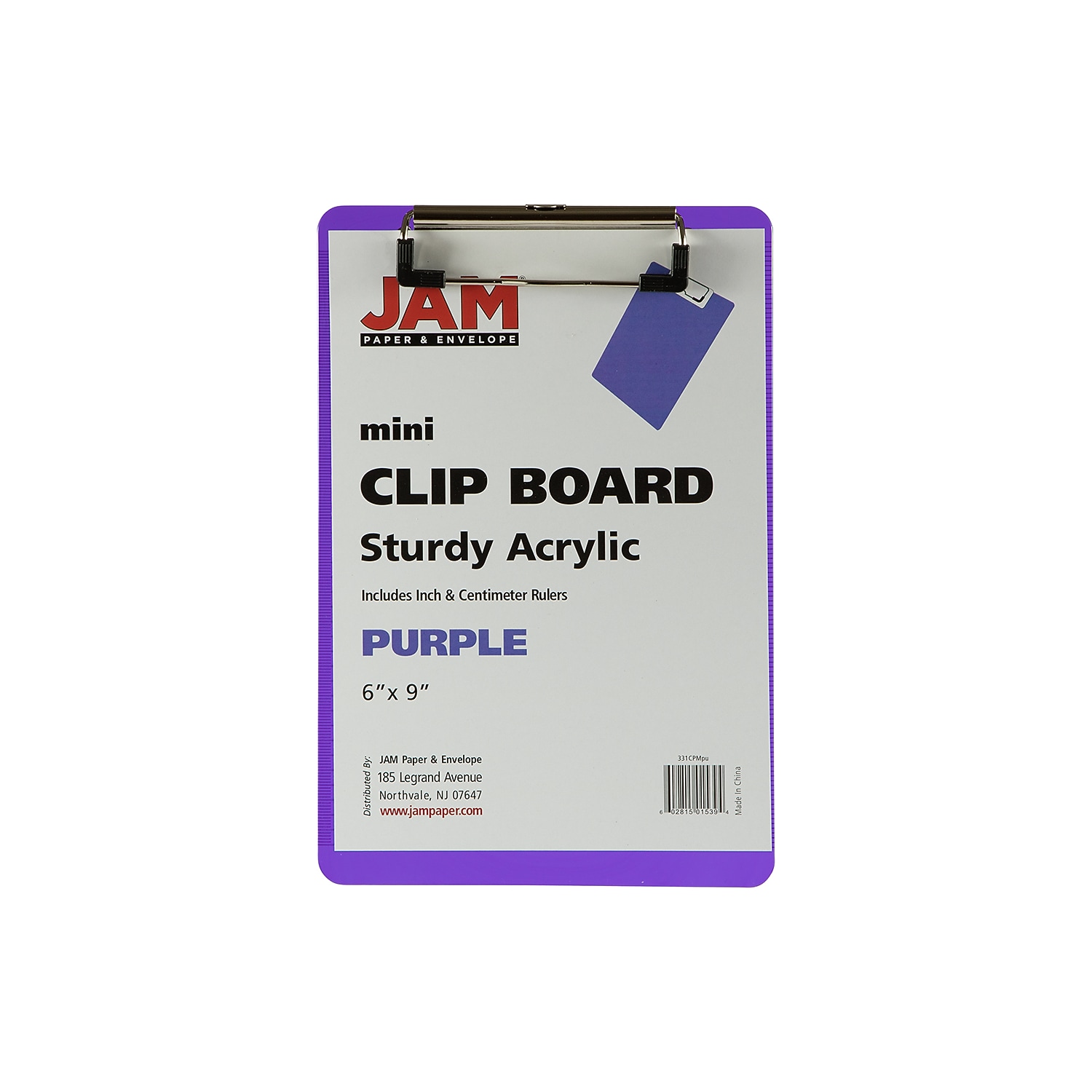 JAM Paper Plastic Clipboard Memo Size Purple 12/Pack (331CPMPUA)