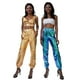 thumbnail image 3 of KAKOWELY 1 pantalón largo de estilo hip hop callejero, brillante, para ocio, deportivo, para mujer, elegante, holgado, transpirable, para niña y mujer., 3 of 4